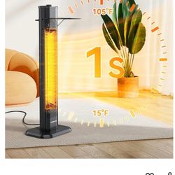 VAGKRI Outdoor Infrared Heater, 1500W 36inch Electric Heater with 3 Heating Levels, Tip-Over & Overheat Protection, IPX5 Waterproof Tower Space Heater