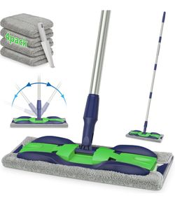 Microfiber Mops for Hardwood Floor Cleaning, Flat Floor Mop with 4 Washable Pads 59" Adjustable Handle - Dust Dry Mops for Kitchen Bathroom Tile Lamin