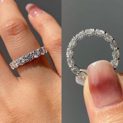 3.5 MM Round Cut Moissanite Diamond Wedding Band Size 8 3/4
