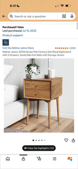 2x Oak Wood Nightstands