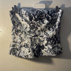 Corset Black And White Floral Denim 