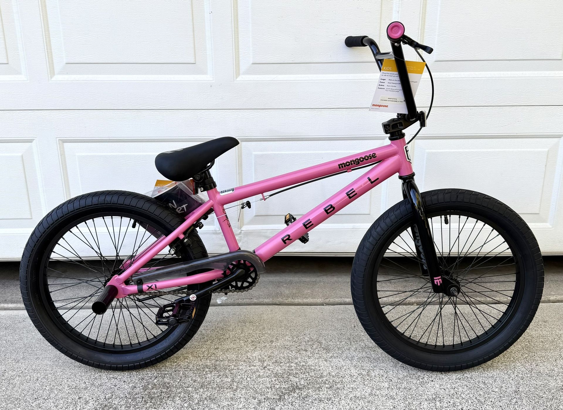 New - Mongoose Rebel X1 BMX Bike 20-in, Ages 7-14, Matte Pink Kids Bicycle