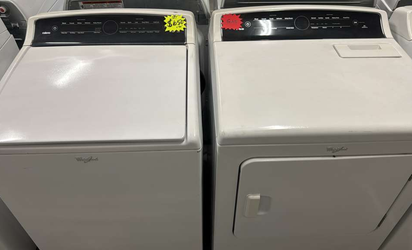 Whirlpool Top Load Washer + Gas Dryer Set – White, HE