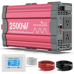 2500 Watt Pure Sine Wave Power Inverter 12V DC to 110V 120V Converter for Home, RV 