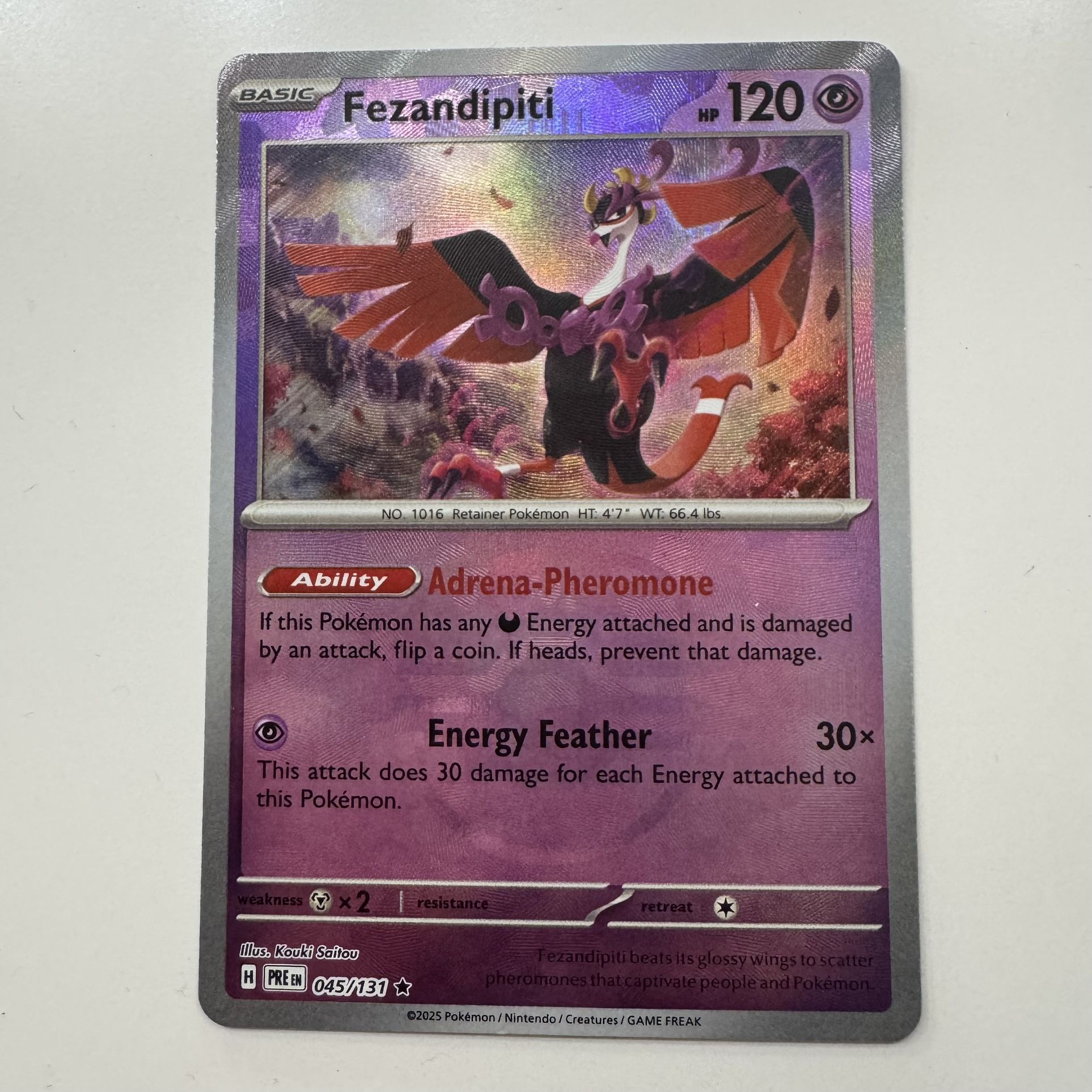 Pokemon Fezandipiti 045/131 Master Ball Pattern Prismatic Evolutions