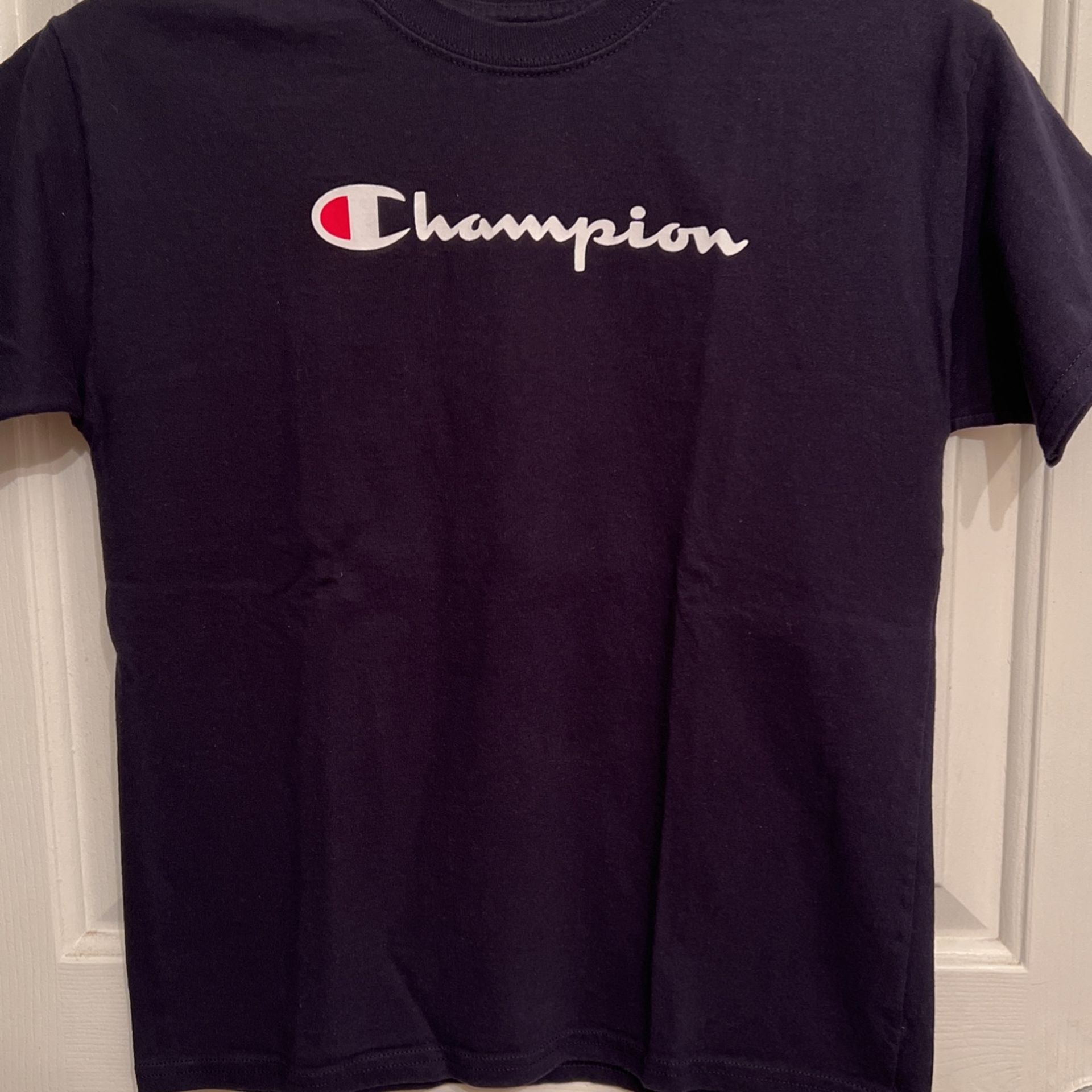 CHAMPION dark Blue Shirt Sz YM (youth medium)