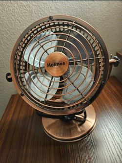 Retro Holmes Copper Metal Desk Fan 6 Inch – 2 Speed, Adjustable Head