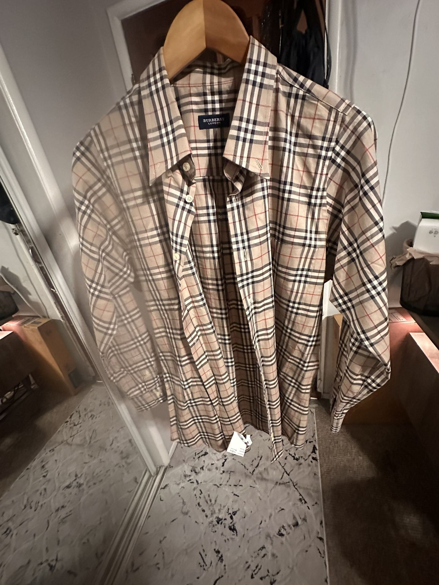 Mens Burberry checked Cotton Shirt Large