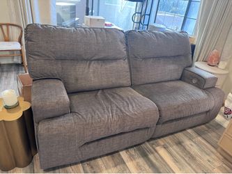 Ashley power reclining sofa couch gray grey
