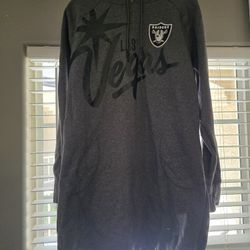 Las Vegas Raiders Nike Women's Oversized Fleece Raglan Hoodie Dress - Heather Charcoal