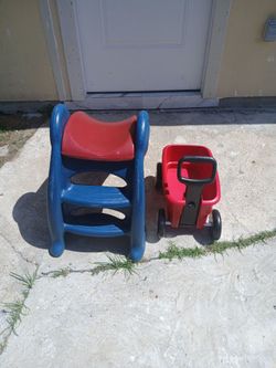 Radio Flyer Wagon and a Kids' Slide – $30 for Both (Used Condition)