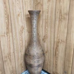 39-Inch-Tall Vase, Brown Decorative Floor Vase, Classic Neat Floor Vase Tall Freestanding Flower Holder, Artificial Rattan Vase, PVC Floor Vase, Flowe