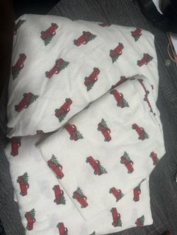 Twin Christmas truck  flannel sheet set