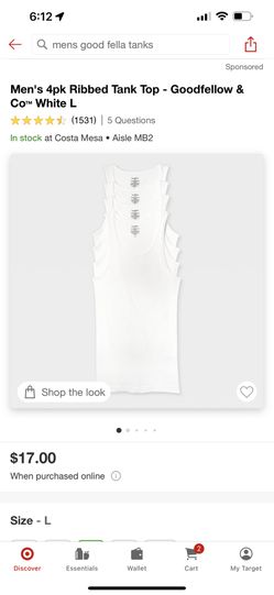 New Good fellow Men White Tanks  Size large 