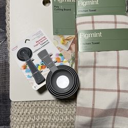 Figment Cutting Board, 2 Towels and Measuring Spoons and Cups