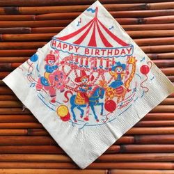 Vintage 1950-60's Birthday Napkin: Space Pilot, Two-Gun Pete, Annie O