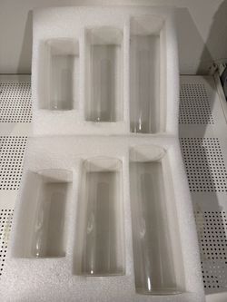 Clear Glass Cylinder Vases Set of 6