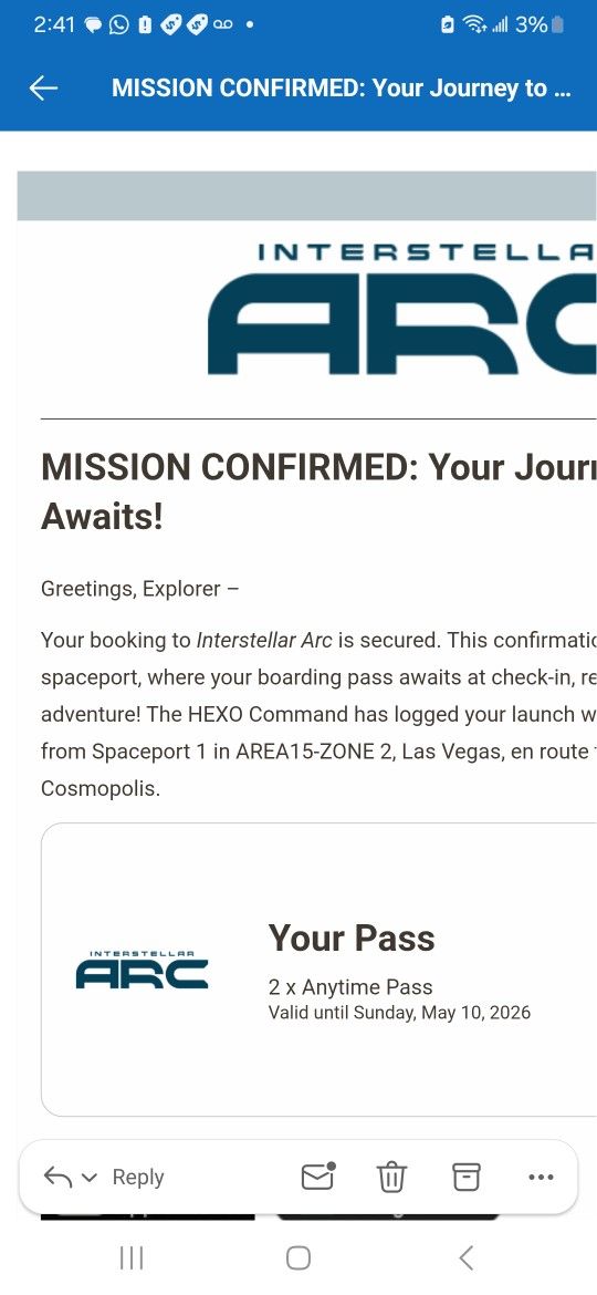 Interstellar Arc Tickets