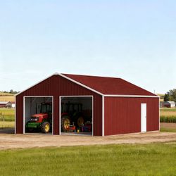 33FT x 25FT Metal Garage Barn Shed– Reinforced Steel Structure with Dual Doors Storage Shed - The customer must have unloading capabilities, such as a