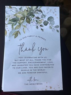 Wedding thank you cards with greenery design