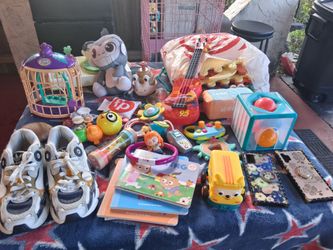Mixed Lot of Kids Toys, Books, and Shoes