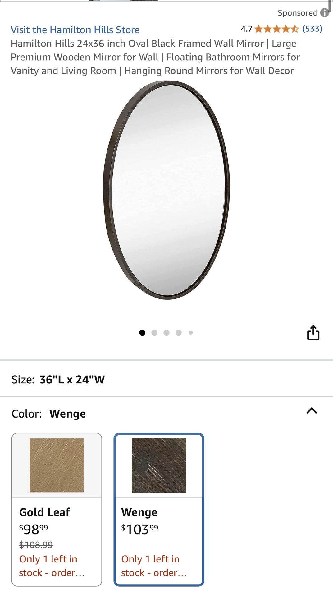 24x36 Oval Mirror
