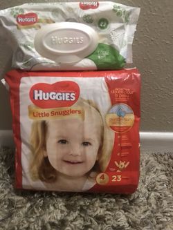 Huggies diapers little snugglers with 1 pack of wipes