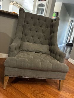 Tufted Wingback Accent Chair with Nailhead Trim