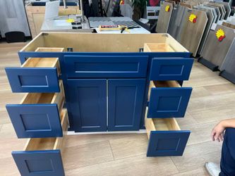 Stylish Blue 54/60" Solid Wood Bathroom Vanity