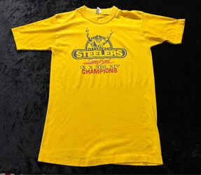 Men Small Vintage 1980s Pittsburgh Steelers Super Bowl Champions T-Shirt