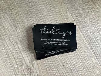 $2 for (25) Black Thank You For Your Purchase Cards Small Business Packaging Inserts