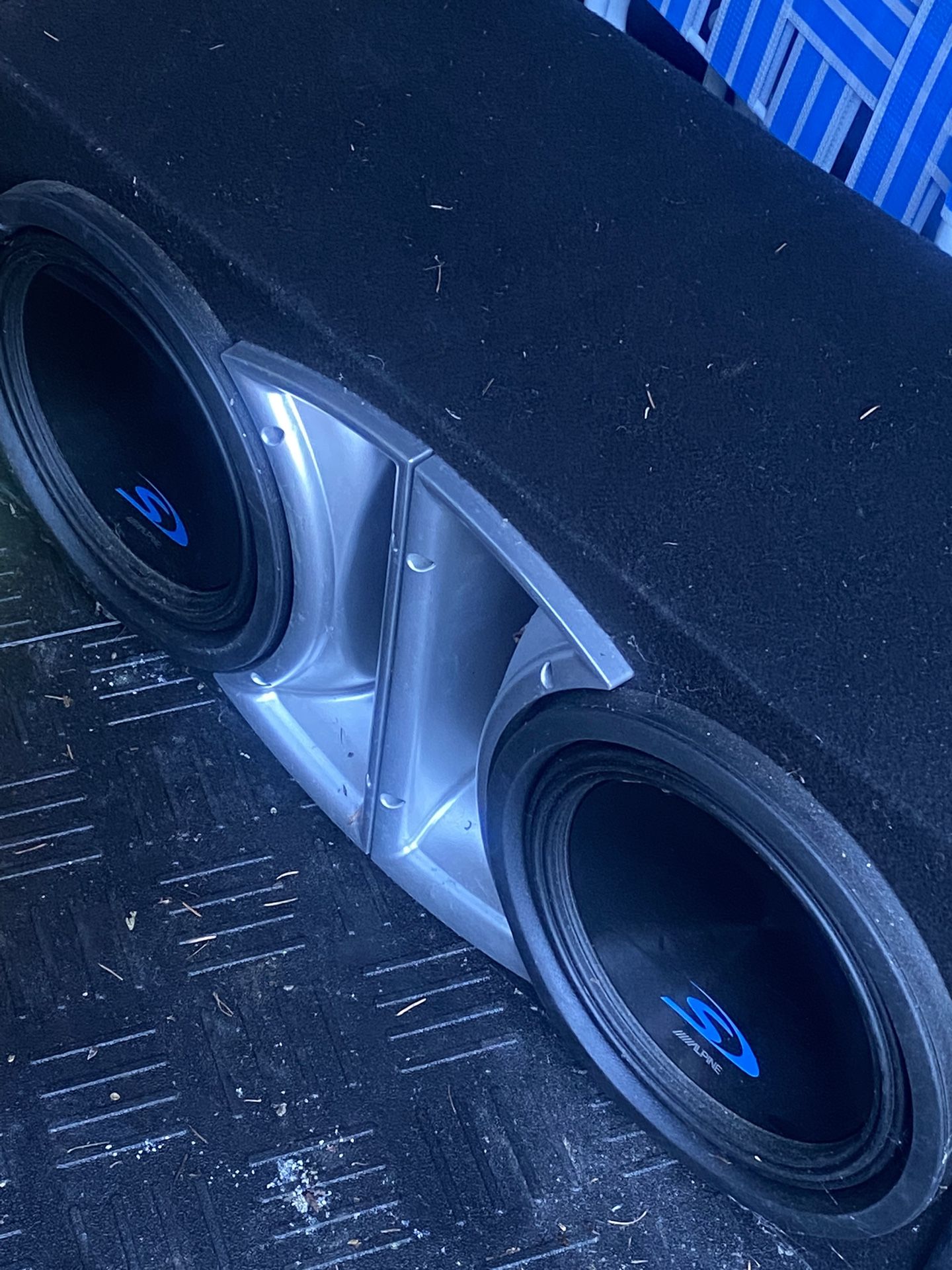 2 12inch Alpine Subwoofer Speakers Mounted In Box