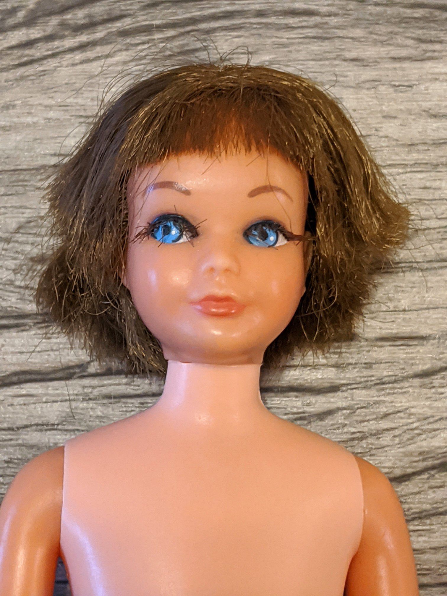 Vintage Skipper Barbie Doll 1967 Tawain Mattel TNT Rooted Eyelashes. Model 1105. Stamped 1967 Tawain.