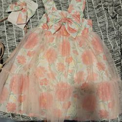 Floral Summer Tulle Dress Set Child Size 6