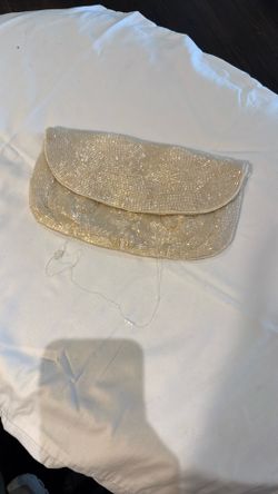 Beaded Vintage Ivory Color Clutch Handbag 