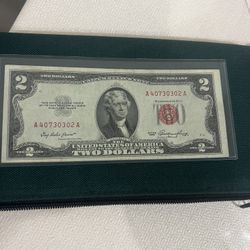 Two dollar bill red seal 1953