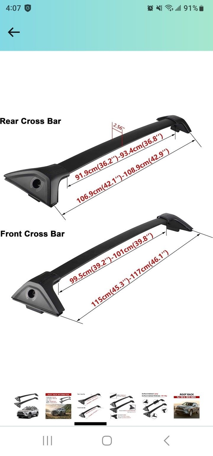 Richeer Roof Rack Aluminum Cross Bars For 2019 2020 2021 2022 2023 RAV4 LE XLE XSE Premium Limited Hybrid With Side Rails 2019-2023 RAV4