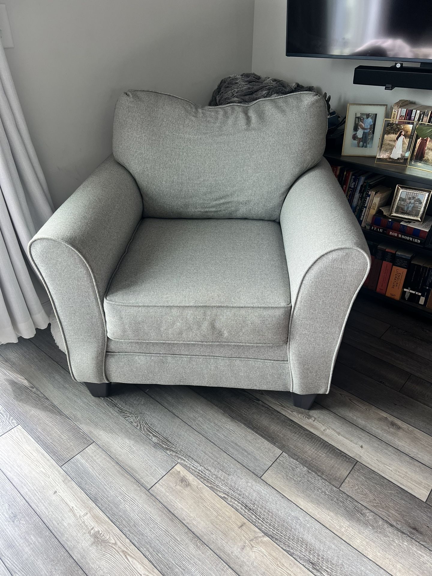 Grey Plush Armchair (New)