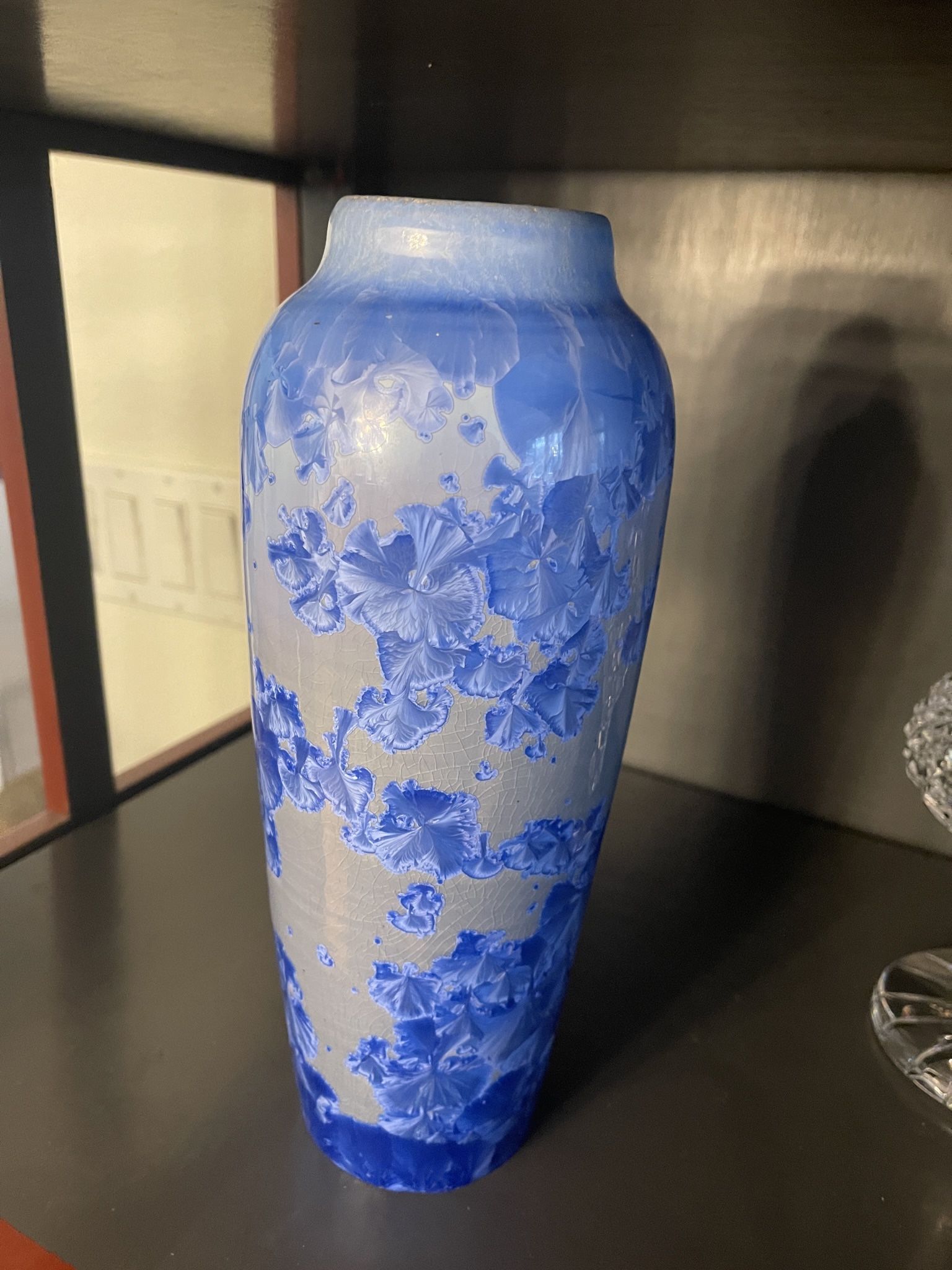 Signed Crystalline Blue Vase