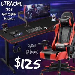GTRACING GAME CHAIR DESK BUNDLE NEW 