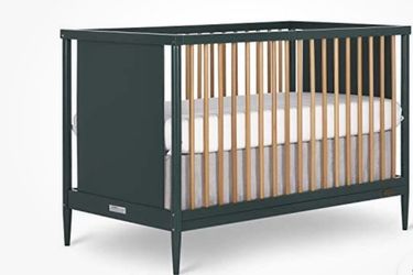 Dream On Me Clover 4-in-1 Modern Island Crib with Rounded Spindles in Olive