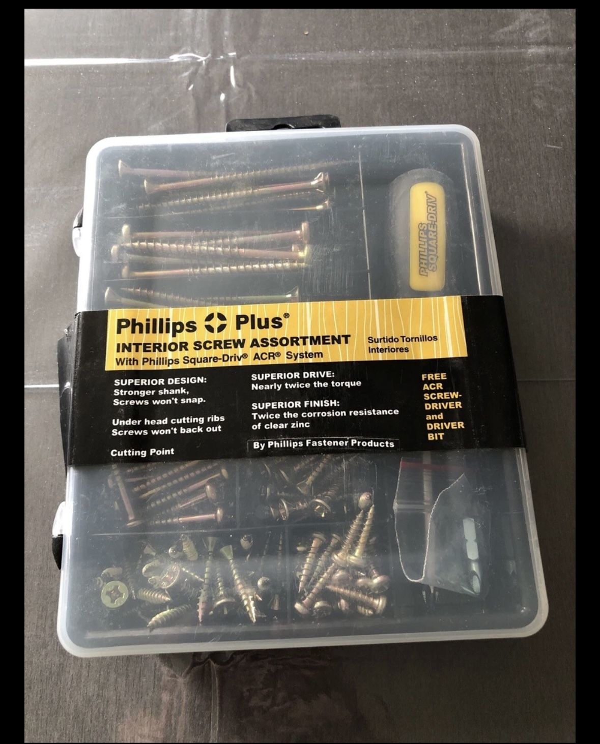 Phillips Plus Interior Screw Assortment With Screwdriver - NEW