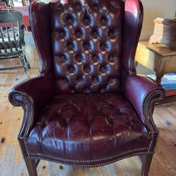 Rare Red leather Wing Back Getty chair - Authentic