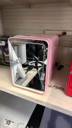 Pink Mini Beauty Fridge with Mirror Door