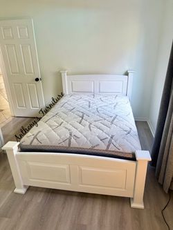 White full bed and mattress