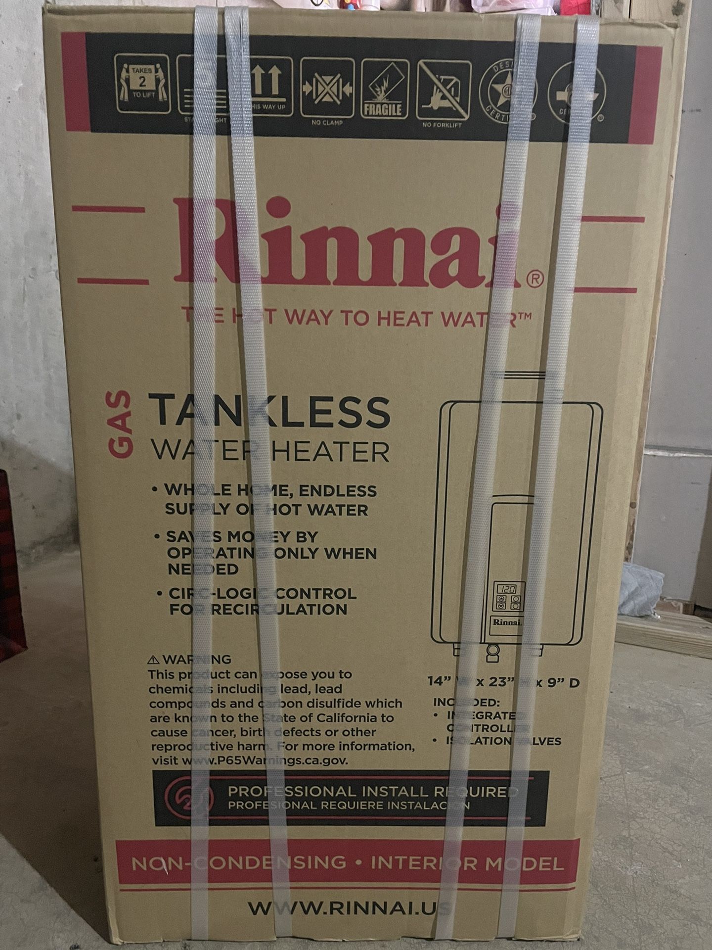 Rinnai 9.8 GPM Residential 199,000 BTU Interior Propane Gas Tankless Water Heater
