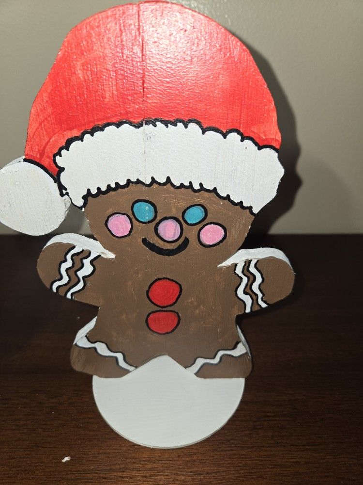 Handmade Wooden Christmas Gingerbread Man Decor – Festive Shelf Sitters – Holiday Home Decorations