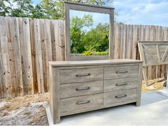 Gray 6-Drawer Dresser with Mirror – Delivery Available Today