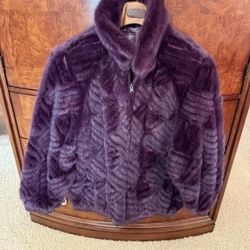 Vintage Christian Dior Purple Mink Fur & Leather Reversible Jacket Coat - Small