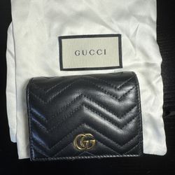 Gucci Leather Black GG Marmont Small Card Case Wallet